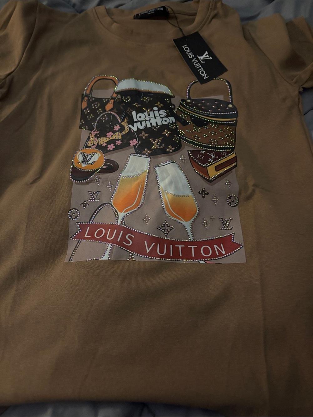 Louis Vuitton Kids Tan Graphic Tee with Multicolor Print